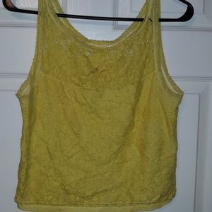 Yellow lace crop top